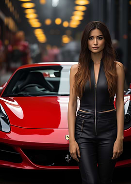 Fashion woman and supercar