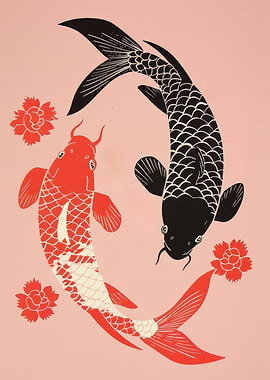 Japanese Yin Yang Koi Fish
