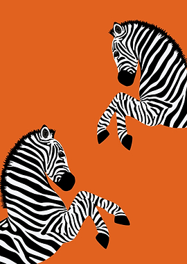 Orange Zebra Animal Art