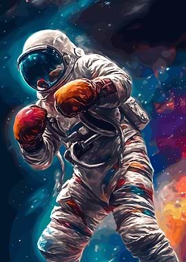 Boxing Astronaut Planets