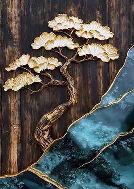 Golden Bonsai Wood Art