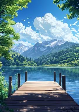 Wooden dock on the lake