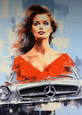 Woman in a red Mercedes