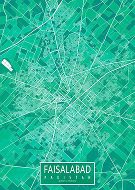 Faisalabad Map Watercolor