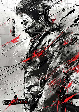 Samurai White Red Black