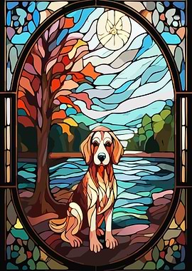 Dog in Stained Glass