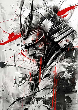 Japanese Samurai Red Black