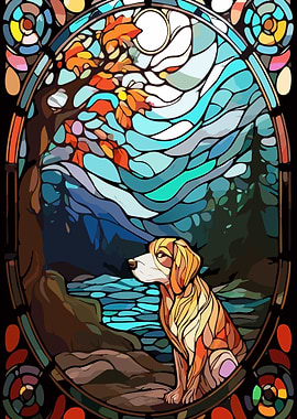 Dog in Stained Glass