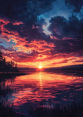 Serene Lake Sunset