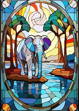 Elephant in Stained Glass