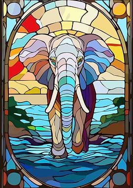 Elephant in Stained Glass
