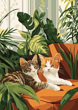 Cat Floral Family Poster