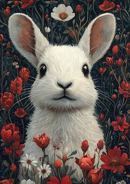 Floral White Bunny