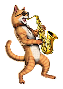 Cat Saxophone Player