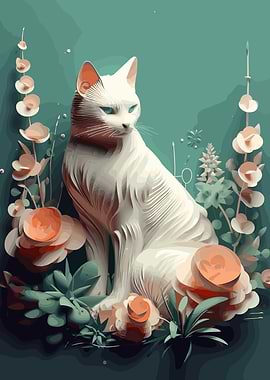 White Cat 3D Illustration
