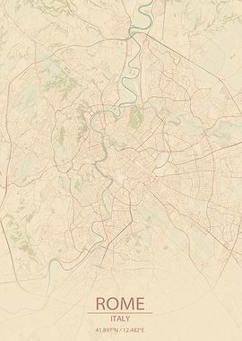 Rome Italy Vintage Map