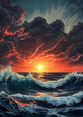 Ocean sunset Painting
