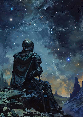 Knight Under Starry Sky