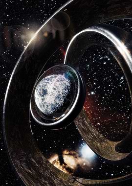 Space Station Orbiting Planet