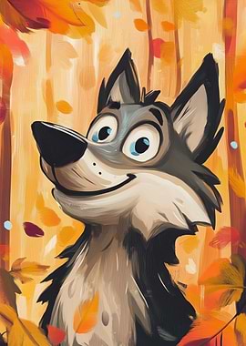 Playful Wolf Illustration