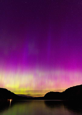 Northern Lights Over Fjord