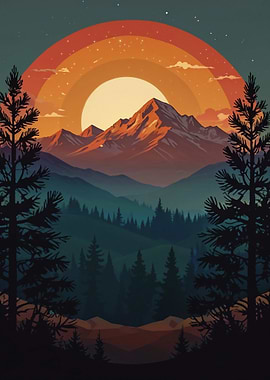 Mountain Sunset Landscape