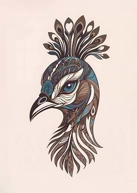 Peacock Head Illustration