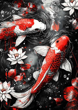 Koi Fish Watercolor Art