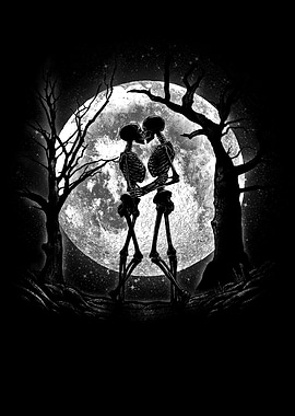 Skeleton Couple Kissing