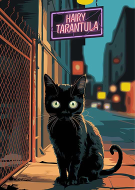 Black Alley Cat Neon Sign
