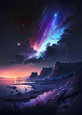 Night Sky with Shooting Stars