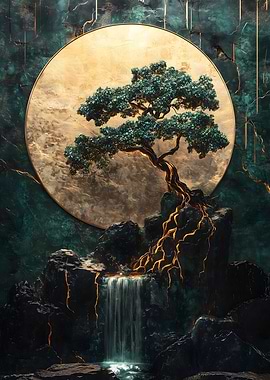 Bonsai Waterfall Jade Gold