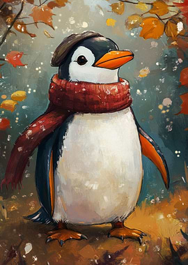 Cozy Penguin in Autumn