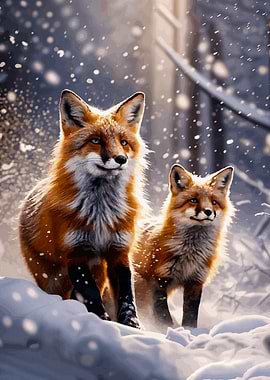 Red Foxes in Winter