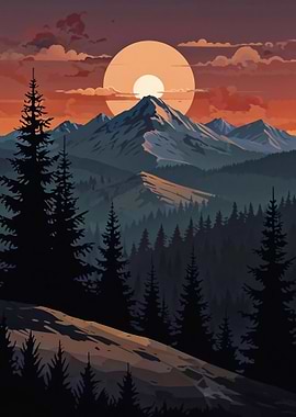 Mountain Sunset Landscape
