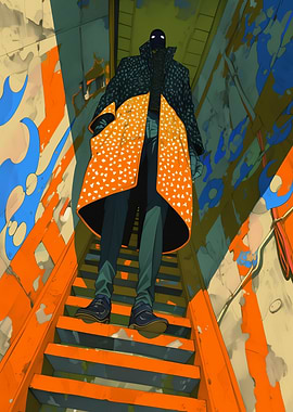 Mysterious Figure on Stairs