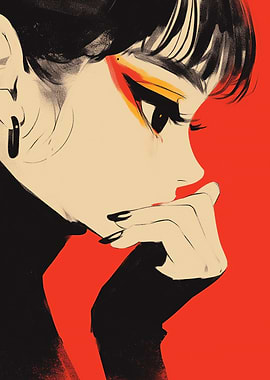 Woman with Bold Makeup