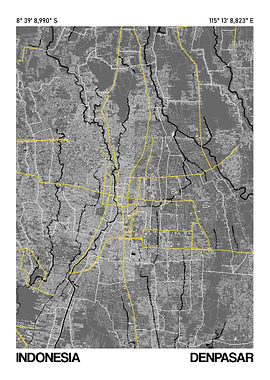 Denpasar Map Poster