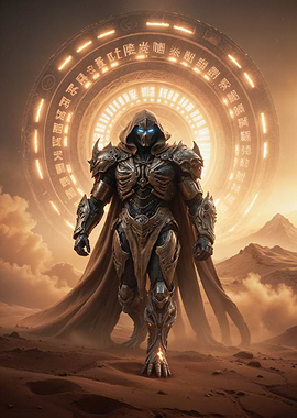 Cybernetic Warrior in Desert