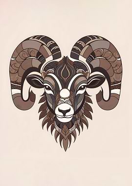 Ornate Ram Head Illustration