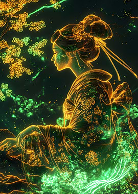 Geisha Bloom Neon Japanese Cherry Blossom