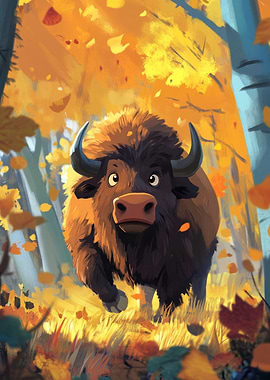 Forest Bison Illustration