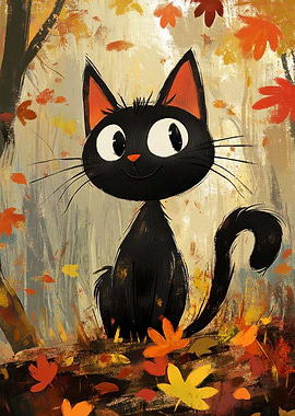 Autumn Cat Art