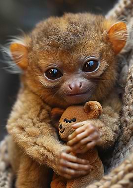 Baby Tarsier with Teddy Bear