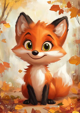 Cute Fox in Autumn
