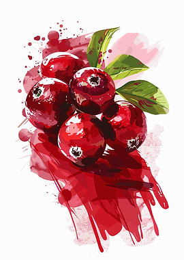 Cranberry Watercolor Illustration