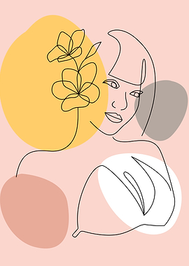 One Line art of Woman face