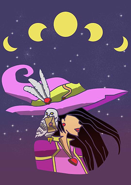 halloween moon witch