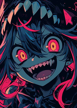 Anime Girl with Sharp Teeth