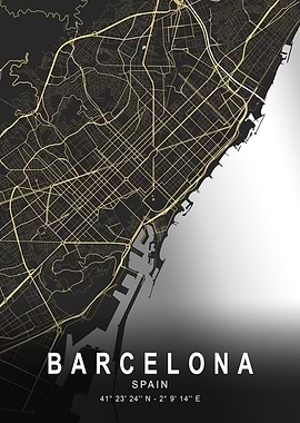 Barcelona Silver Map